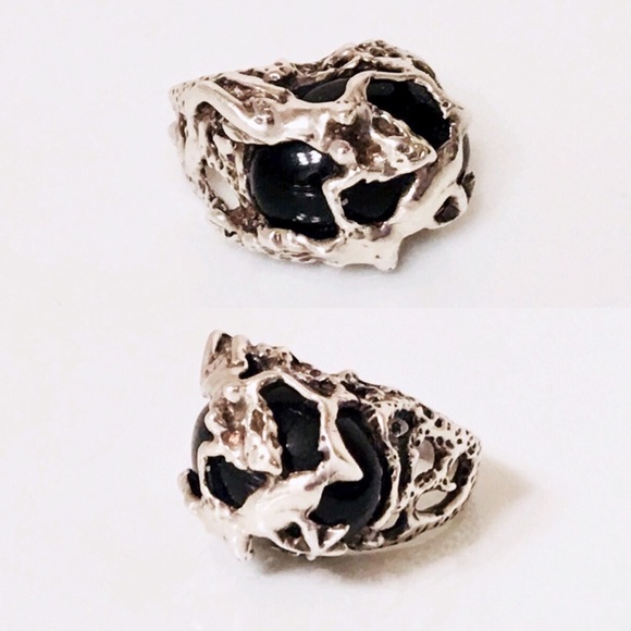 Sterling Nude Figures Brutalist Organic Art Ring - Picture 3 of 7